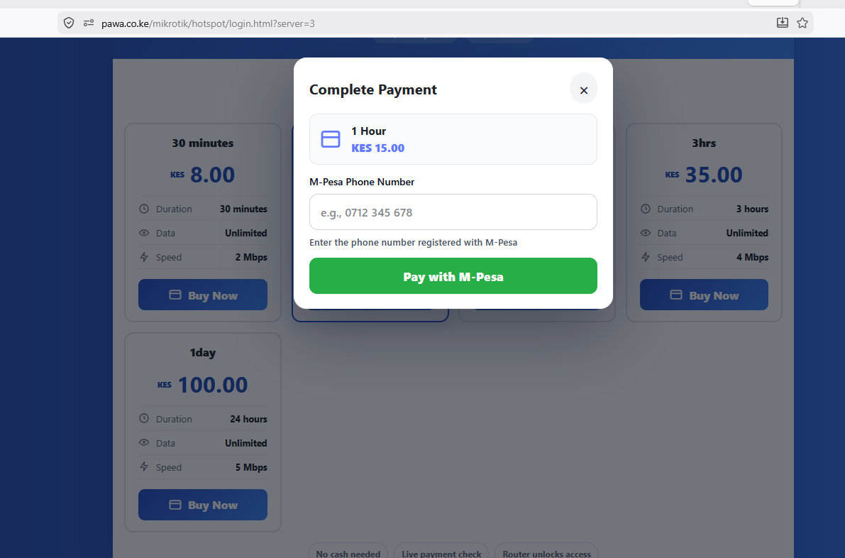 M-Pesa payment checkout